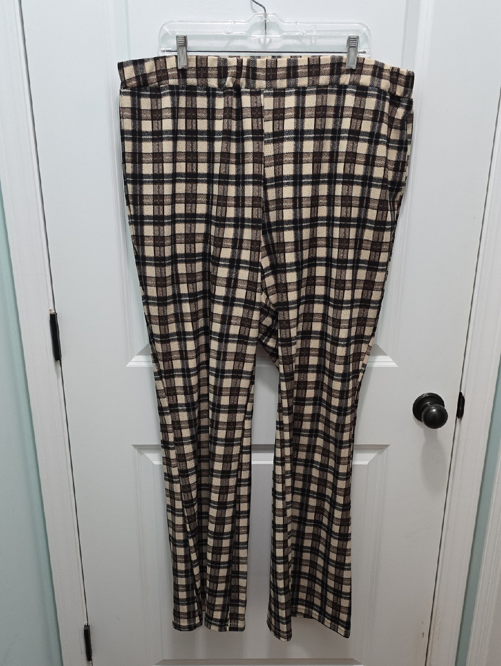SHEIN Beige and Brown Plaid Straight-Leg Pants Size 4X
